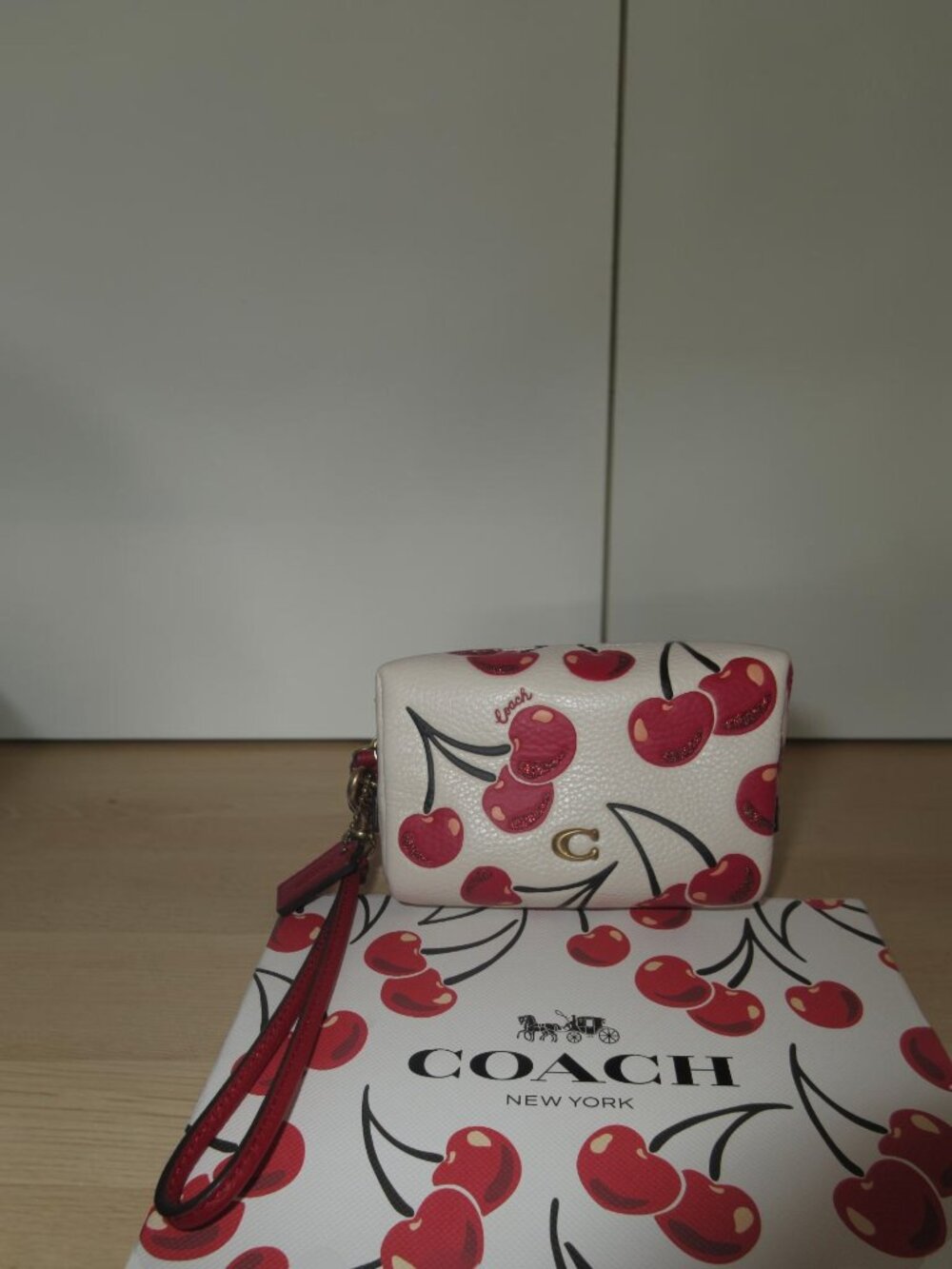 COACH - Cherry Print Leather Boxed Cosmetic Pouch, New in box - Picture 12 of 16